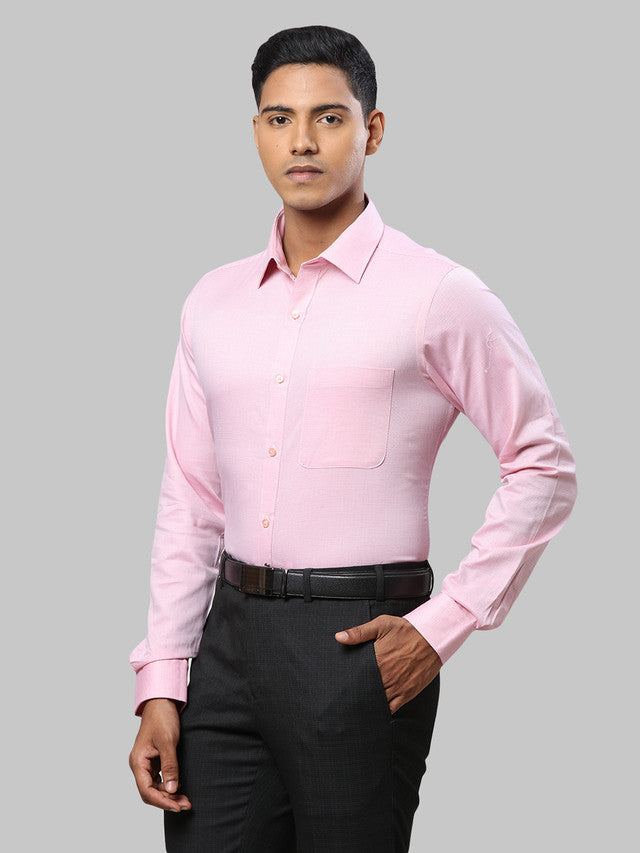 Raymond Pink Structure Slim Fit Full Sleeve Cotton Shirt