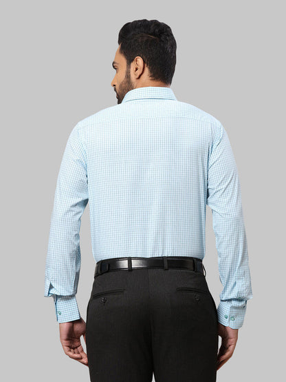 Raymond Blue Checks Slim Fit Full Sleeve Cotton Shirt