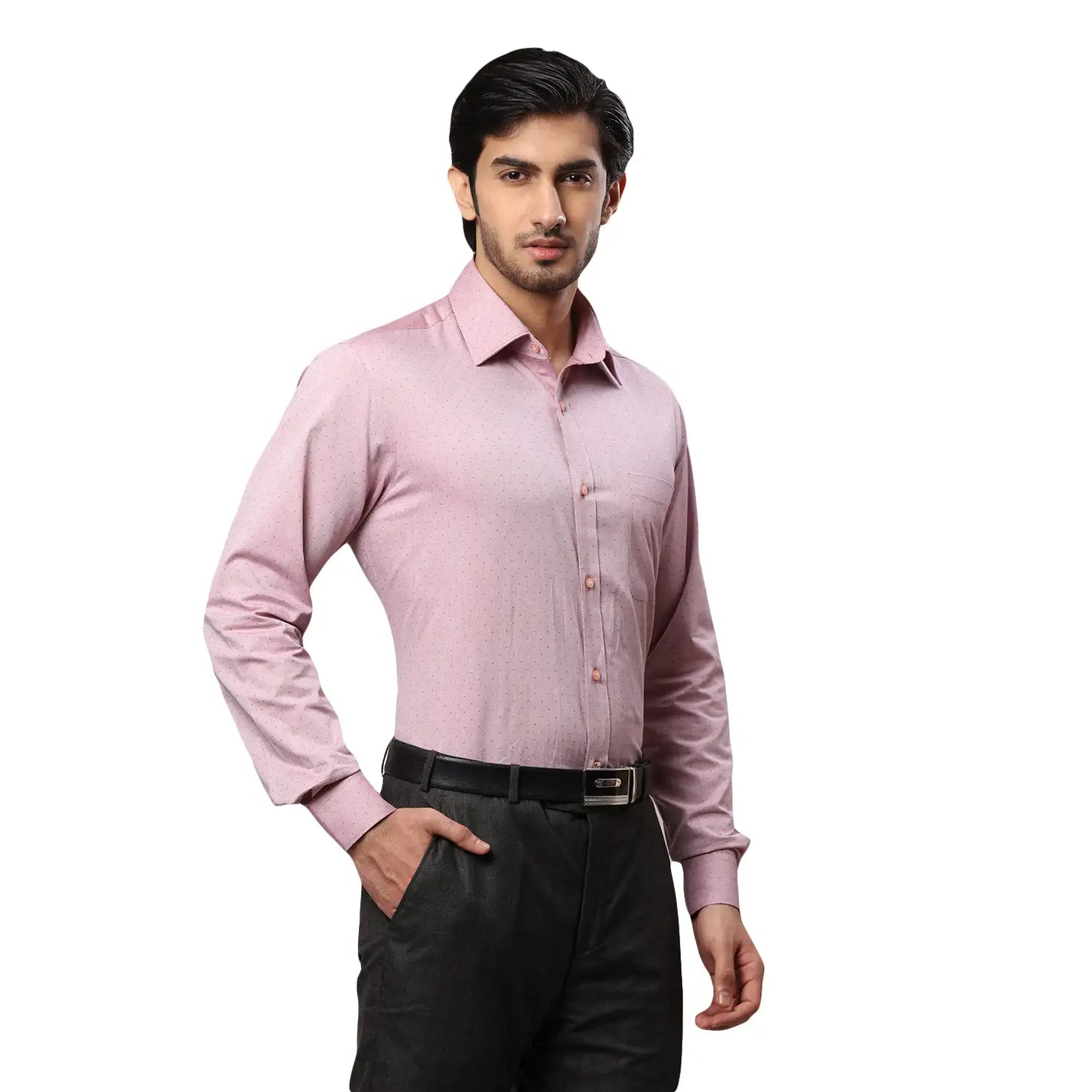 Men Red Slim Fit Structure Cotton Shirts