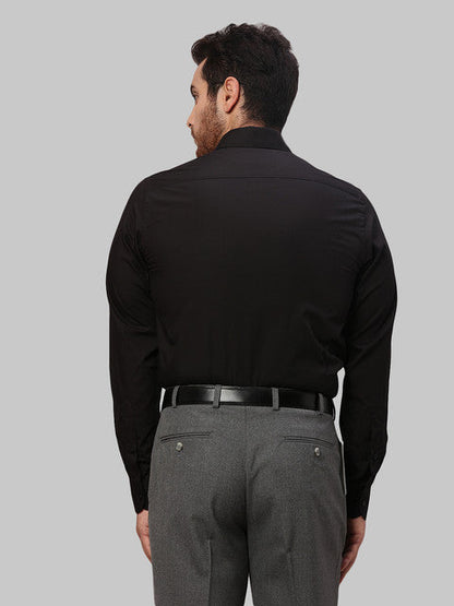 Raymond Men Black Solid Slim Fit Cotton Shirt