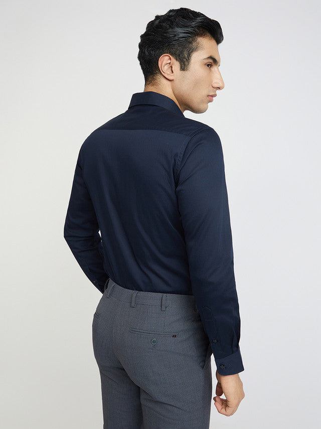 Raymond Blue Solid Slim Fit Cotton Formal Shirt