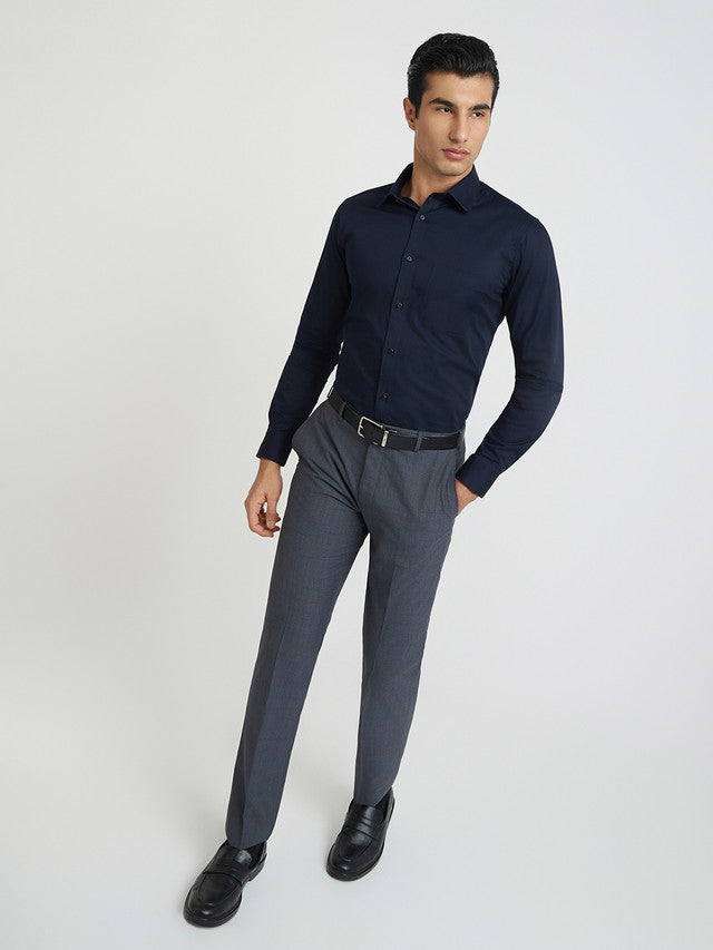Raymond Blue Solid Slim Fit Cotton Formal Shirt