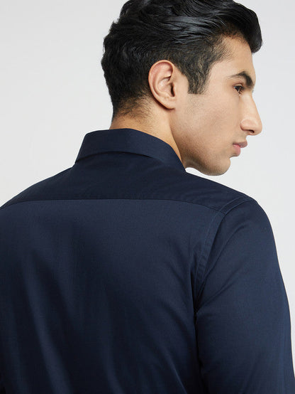Raymond Blue Solid Slim Fit Cotton Formal Shirt
