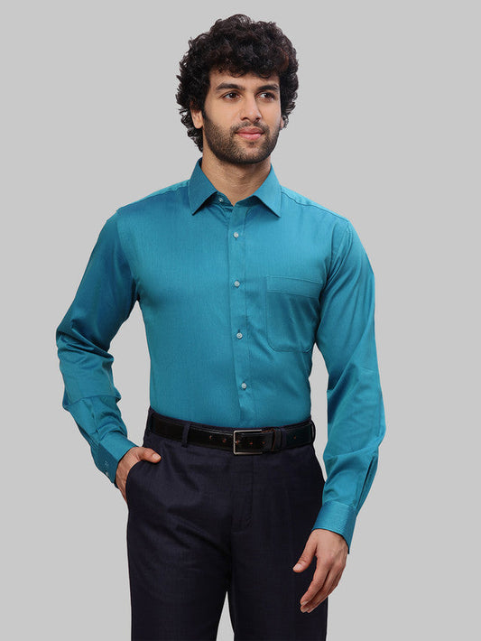 Raymond Men Blue Solid Slim Fit Cotton Shirt