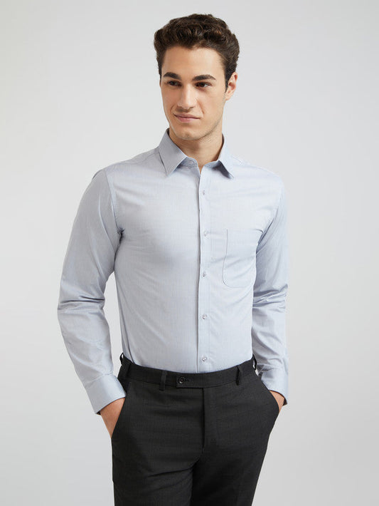 Raymond Men Grey Dobby Slim Fit Cotton Shirts