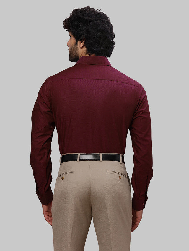 Raymond Men Maroon Dobby Slim Fit Cotton Shirt