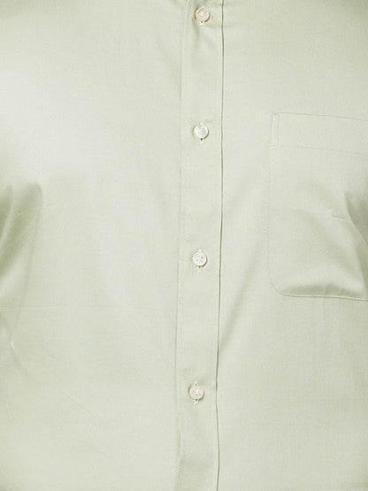 Raymond Men Green Solid Slim Fit Cotton Shirt