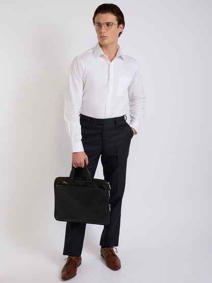 Raymond Men White Solid Slim Fit Cotton Blend Shirt