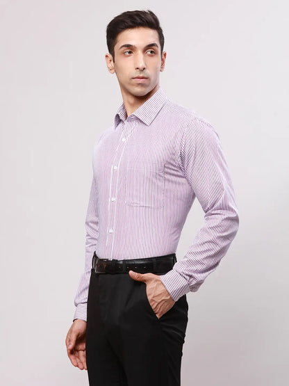 Raymond Men Violet Stripe Slim Fit Cotton Shirt