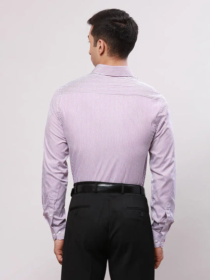 Raymond Men Violet Stripe Slim Fit Cotton Shirt