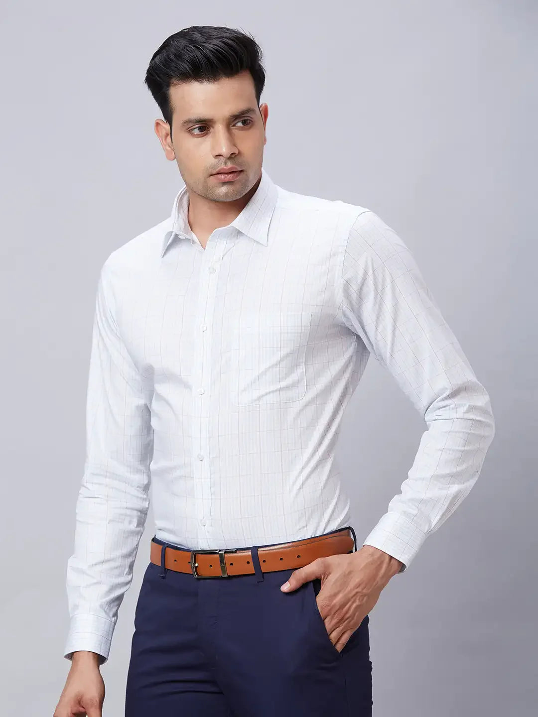 Raymond Men Blue Structure Slim Fit Cotton Shirt