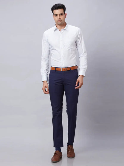 Raymond Men Blue Structure Slim Fit Cotton Shirt