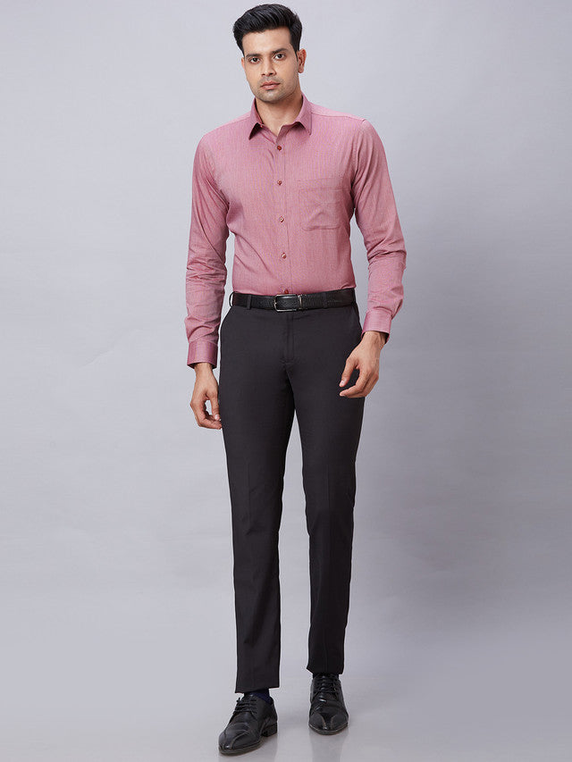 Raymond Red Structure Slim Fit Cotton Formal Shirt