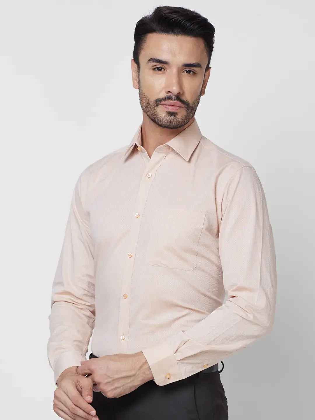 Raymond Men Orange Structure Slim Fit Cotton Shirt