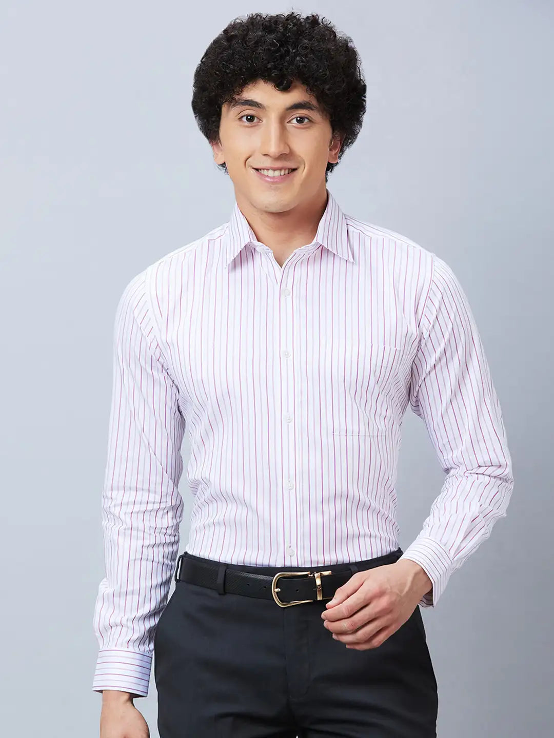 Raymond Men Violet Structure Slim Fit Cotton Shirts