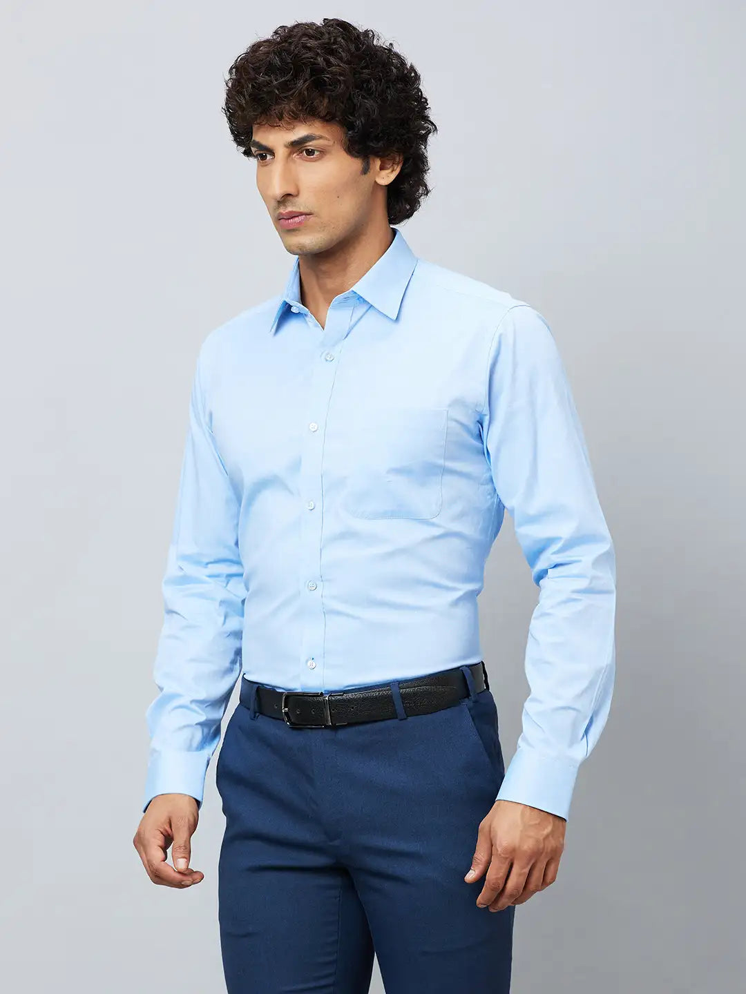Raymond Men Blue Structure Slim Fit Cotton Shirt