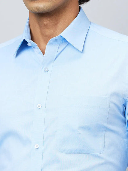 Raymond Men Blue Structure Slim Fit Cotton Shirt