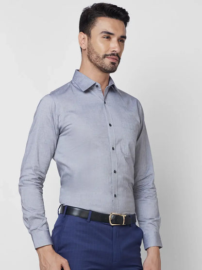 Raymond Men Grey Structured Slim Fit Cotton Formal Shirt