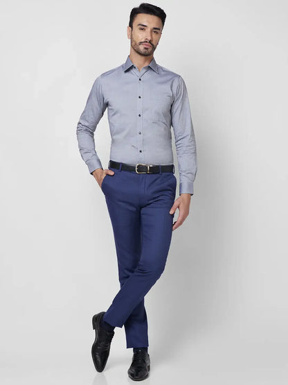 Raymond Men Grey Structured Slim Fit Cotton Formal Shirt