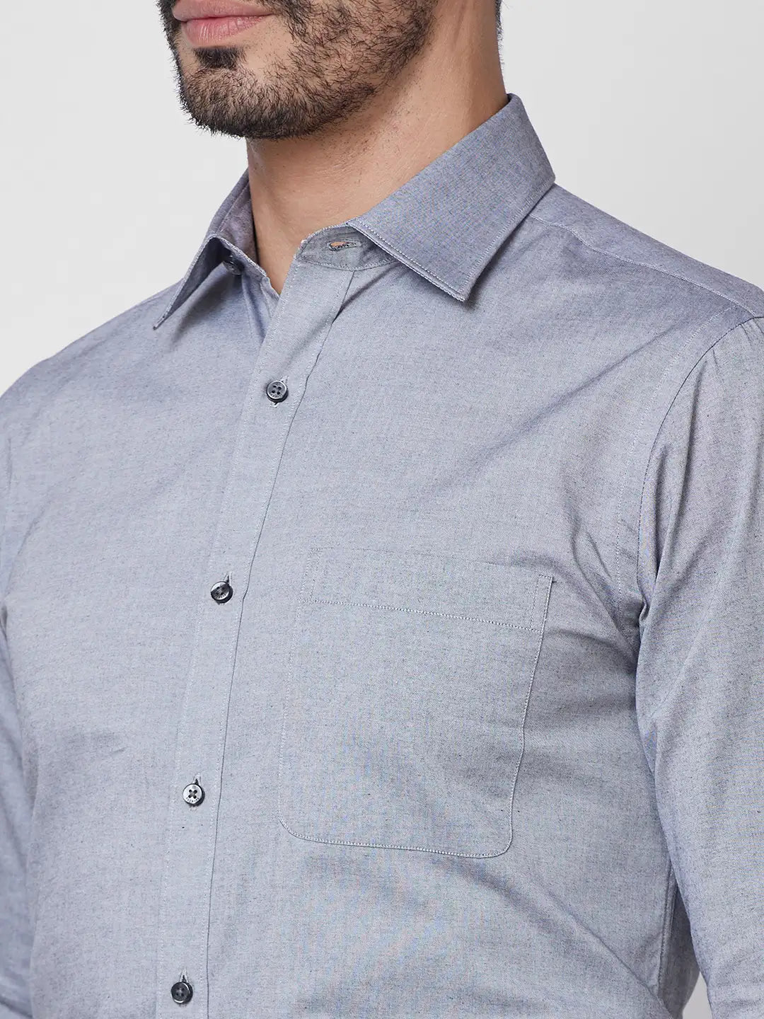 Raymond Men Grey Structured Slim Fit Cotton Formal Shirt