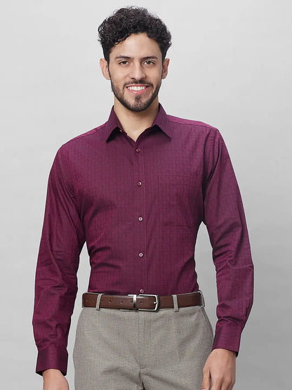 Raymond Men Maroon Structure Slim Fit Cotton Shirts