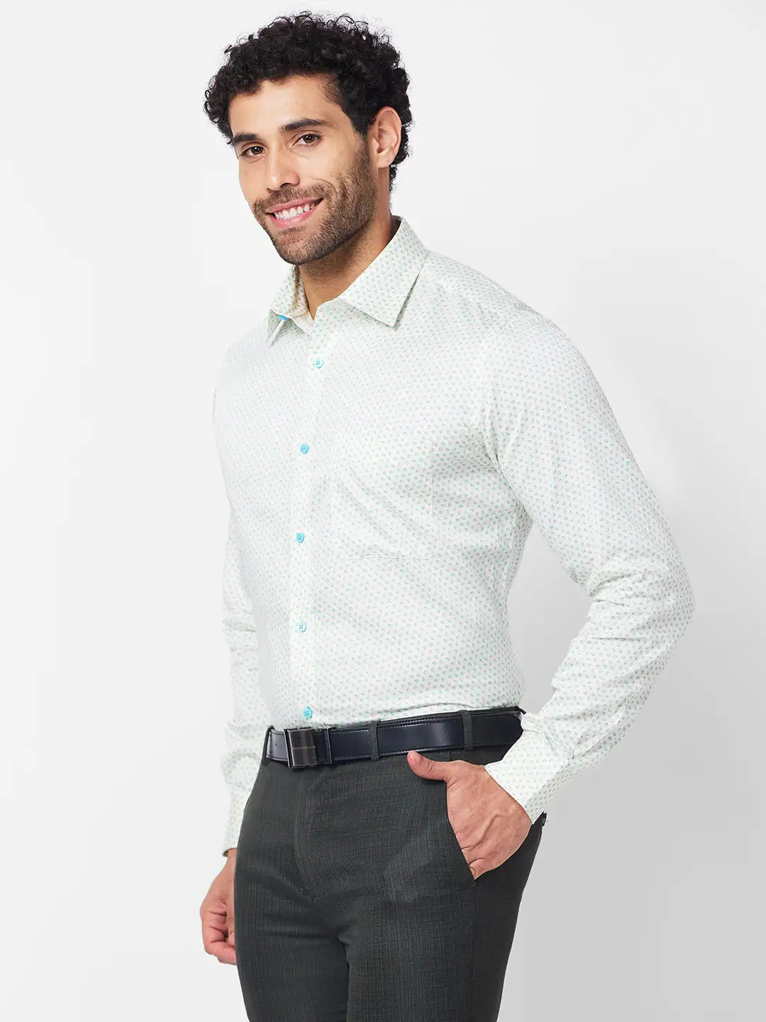 Raymond Men Blue Structure Slim Fit Cotton Shirt
