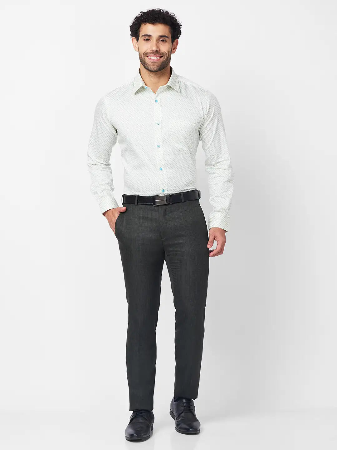 Raymond Men Blue Structure Slim Fit Cotton Shirt