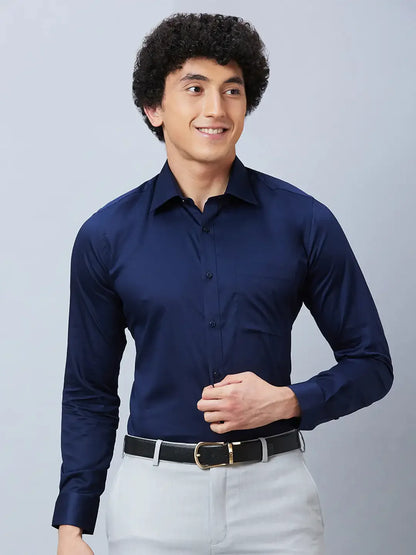 Raymond Men Blue Structure Slim Fit Cotton Shirt