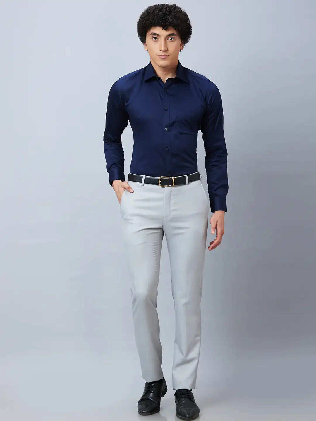 Raymond Men Blue Structure Slim Fit Cotton Shirt