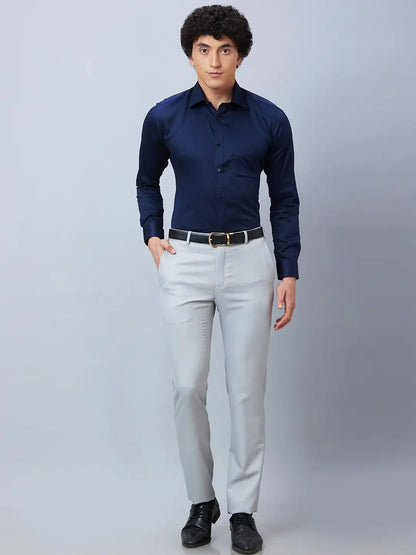 Raymond Men Blue Structure Slim Fit Cotton Shirt