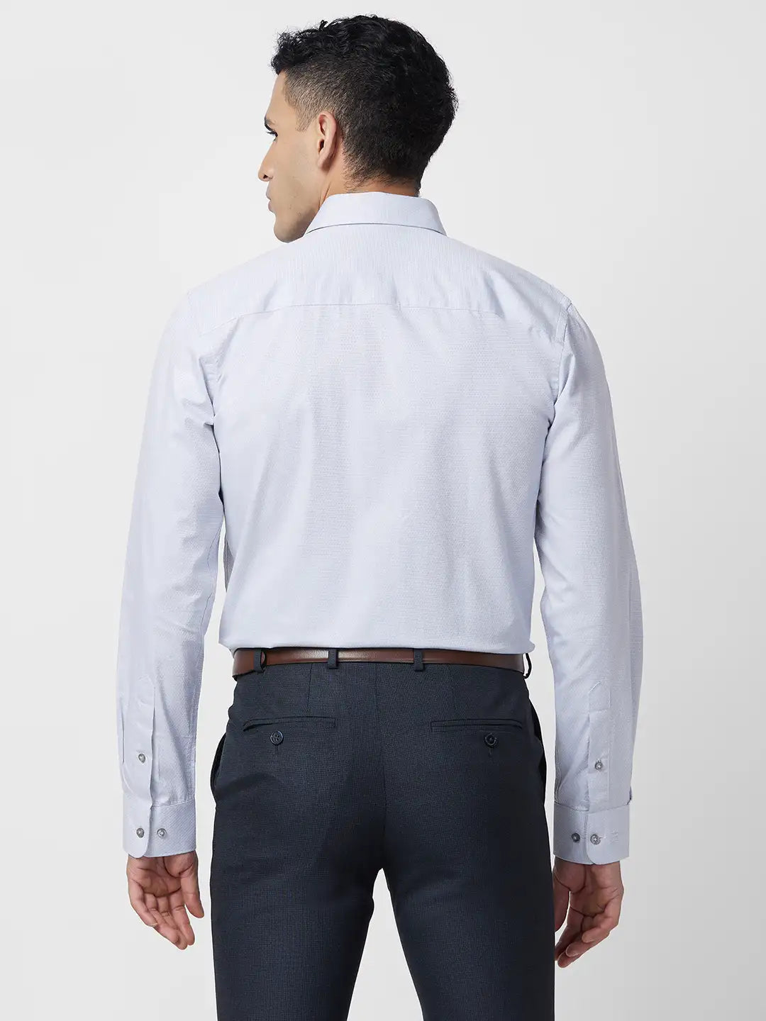 Raymond Men Grey Structure Regular Fit Cotton Shirt