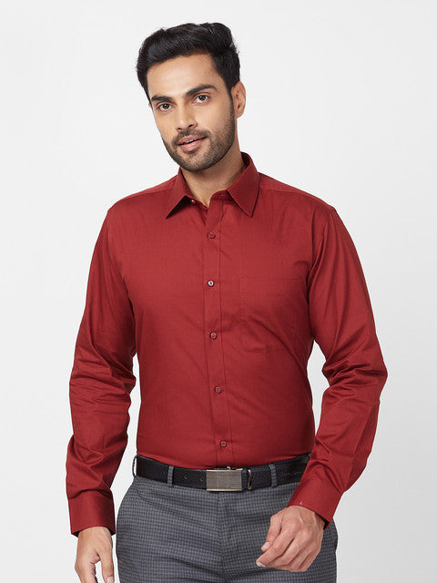 Raymond Men Red Slim Fit Solid Shirt