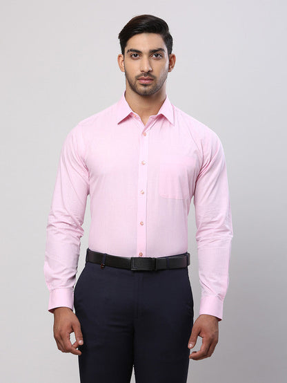 Raymond Men Pink Solid Slim Fit Cotton Formal Shirt