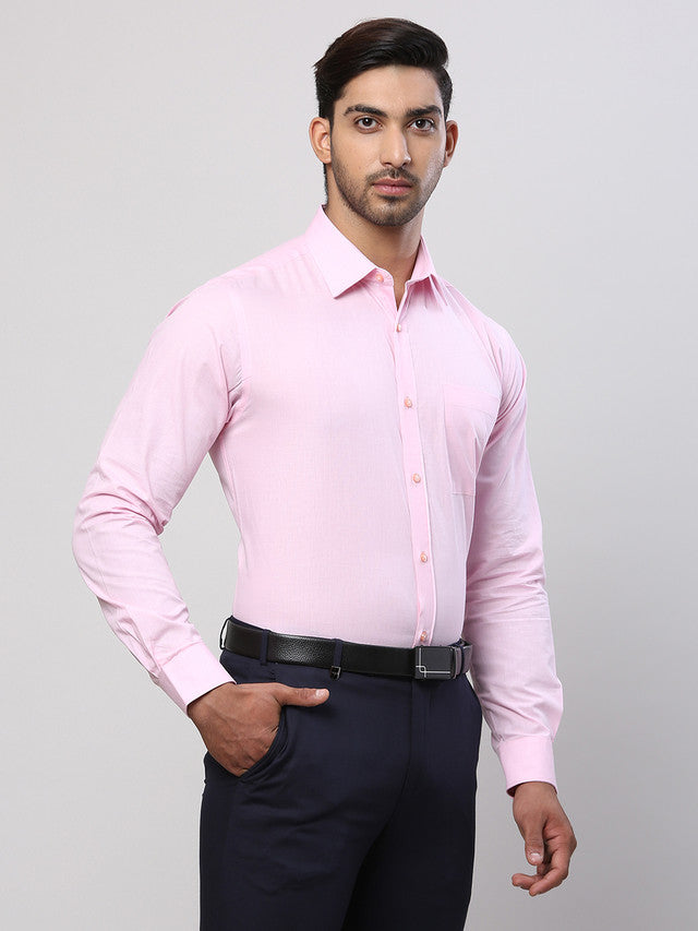Raymond Men Pink Solid Slim Fit Cotton Formal Shirt