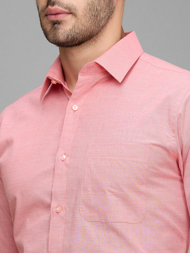 Raymond Men Pink Solid Cotton Formal Shirt