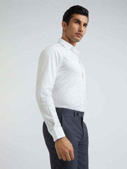 Raymond White Solid Slim Fit Full Sleeve Cotton Shirt