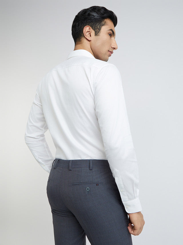 Raymond White Solid Slim Fit Full Sleeve Cotton Shirt