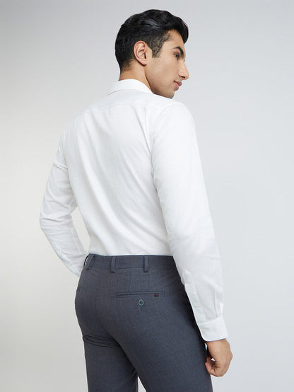 Raymond White Solid Slim Fit Full Sleeve Cotton Shirt