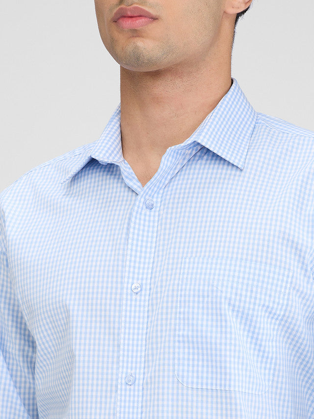Raymond Blue Checks Slim Fit Full Sleeve Cotton Shirt