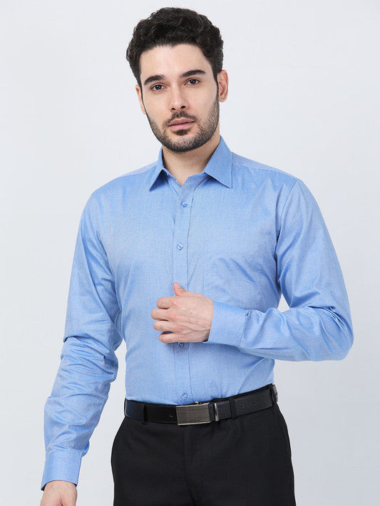 Raymond Men Blue Structure Slim Fit Cotton Shirt