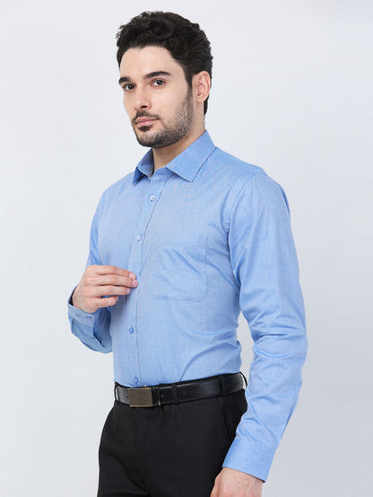 Raymond Men Blue Structure Slim Fit Cotton Shirt