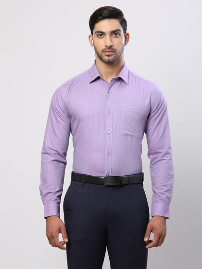 Raymond Purple Solid Slim Fit Cotton Formal Shirt