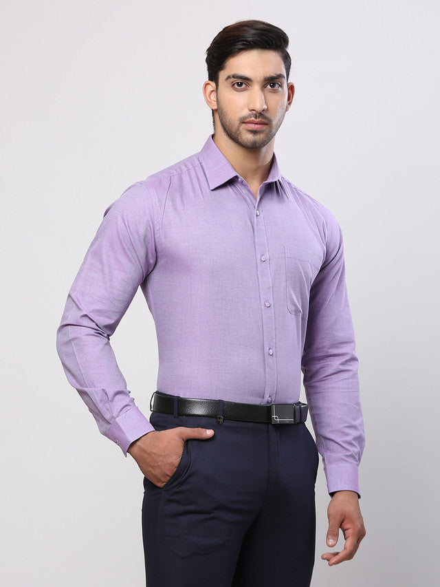 Raymond Purple Solid Slim Fit Cotton Formal Shirt