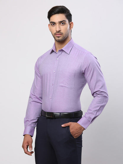 Raymond Purple Solid Slim Fit Cotton Formal Shirt