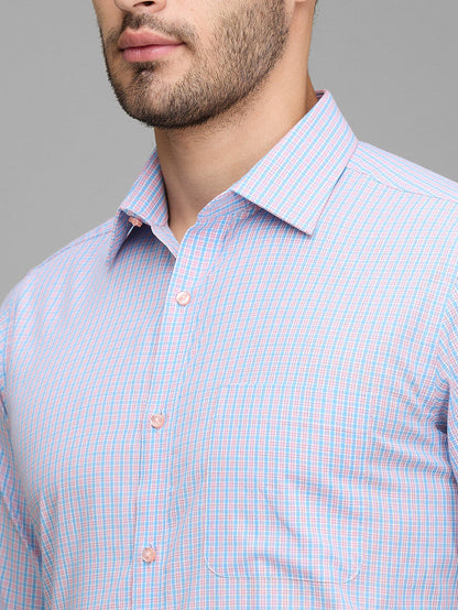 Raymond Men Blue Checks Cotton Formal Shirt