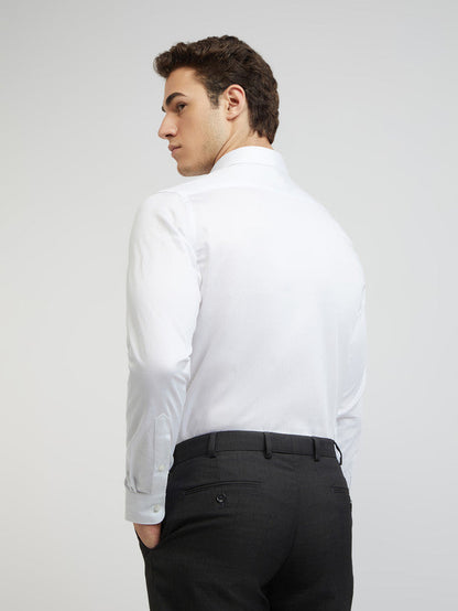 Raymond Men White Solid Slim Fit Cotton Formal Shirt