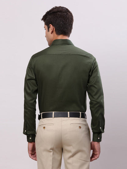 Raymond Green Solid Slim Fit Cotton Formal Shirt