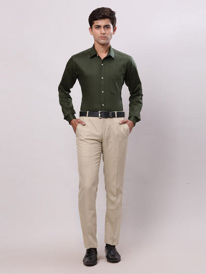 Raymond Green Solid Slim Fit Cotton Formal Shirt