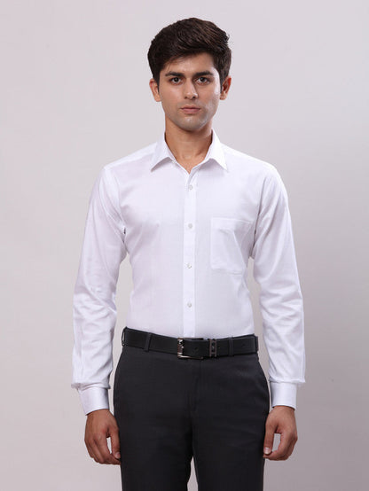 Raymond White Solid Slim Fit Cotton Formal Shirt