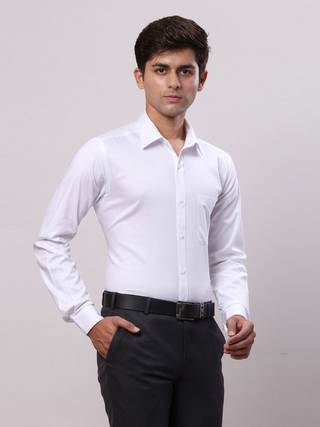 Raymond White Solid Slim Fit Cotton Formal Shirt